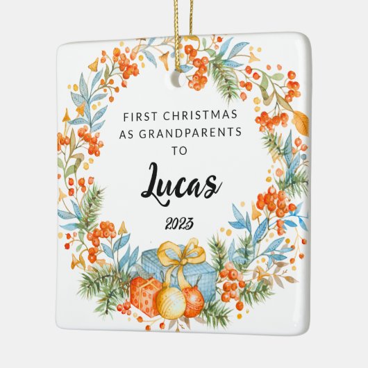 Ornement En Céramique Premier Noël Personnalisé En Tant Que Grand-Parent (Gauche)