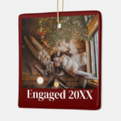 Ornement En Céramique Premier Noël personnalisé Engagé Couple Rouge (Gauche)