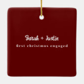 Ornement En Céramique Premier Noël personnalisé Engagé Couple Rouge (Dos)