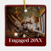 Ornement En Céramique Premier Noël personnalisé Engagé Couple Rouge (Devant)