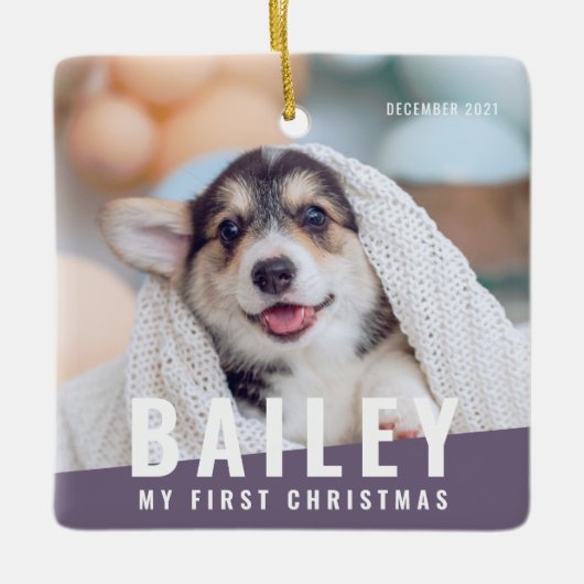 Ornement En Céramique Premier Noël personnalisé Photo moderne année (Devant)