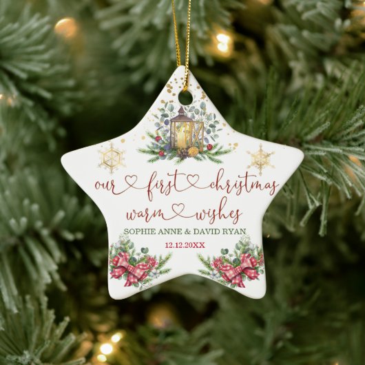 Ornement En Céramique Premier Noël Pine Bow LanMariage de Noël (Arbre)