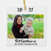 Ornement En Céramique Premier Noël Tante 2 Photo 2 Trait Simple (Devant)