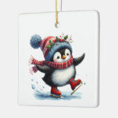 Ornement En Céramique Premier Noël Whimsical Cute Penguin Customisé (Gauche)