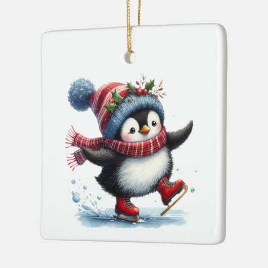 Ornement En Céramique Premier Noël Whimsical Cute Penguin Customisé (Gauche)