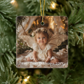 Ornement En Céramique Première fée de bébé Noël photo Keepsaké cadeau