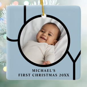 Ornement En Céramique Première Noël de bébé garçon bleu personnalisée Ph