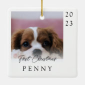 Ornement En Céramique Première Noël Nouveau Chiot Photo Keepsaké (Dos)