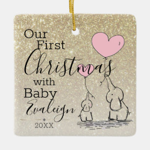 Ornement En Céramique Première Parties scintillant Gold personnalisée de