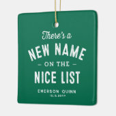 Ornement En Céramique Première photo bébé de Noël mignon vert (Gauche)