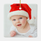 Ornement En Céramique Première photo bébé de Noël mignon vert (Dos)