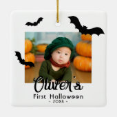 Ornement En Céramique Première photo de chauves-souris noires d'Hallowee (Dos)