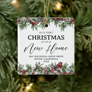 Ornement En Céramique Première photo de Noël de la nouvelle maison