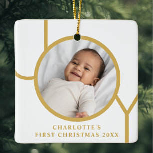 Ornement En Céramique Première photo de Noël de la petite fille