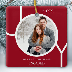 Ornement En Céramique Première photo de Noël engagée Rouge