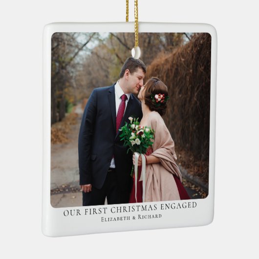 Ornement En Céramique Première photo de Noël personnalisable Engagé Mini (Droite)