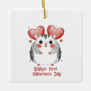 Ornement En Céramique Première Saint-Valentin pour bébé
