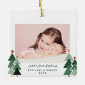 Ornement En Céramique Première Soeur Noël Arbres rustiques 2 Photos (Devant)