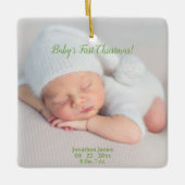 Ornement En Céramique Premières statistiques de naissance de Noël du béb (Devant)
