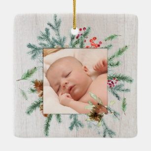 Ornement En Céramique Premiers grands-parents de Noël Végétation d'hiver