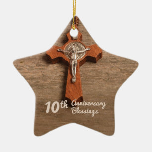 Ornement En Céramique Prêtre 10ème anniversaire de l'Ordination Rose et 