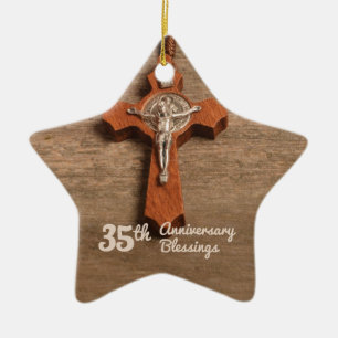 Ornement En Céramique Prêtre 35ème anniversaire de l'Ordination Rose et