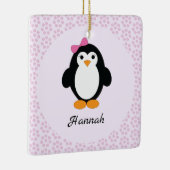Ornement En Céramique Pretty Penguin with Floral Background (Droite)