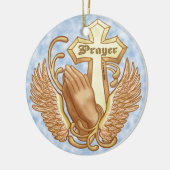 Ornement En Céramique Priez toujours Croix chrétienne (Gauche)