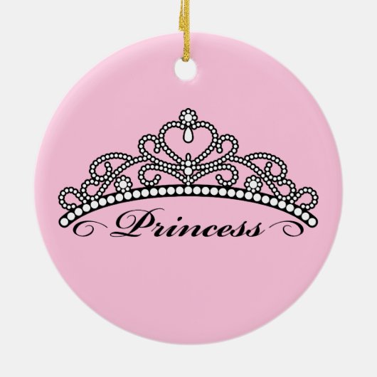 Ornement En Céramique Princesse Tiara Ornament (arrière - plan rose) (Dos)