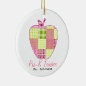 Ornement En Céramique Professeur d'Apple Pre-K de plaid (Droite)