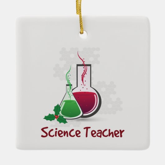 Ornement En Céramique Professeur de sciences, expériences Joyeux Noël (Devant)