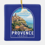Ornement En Céramique Provence France Travel Art Vintage<br><div class="desc">Design de voyage vectoriel rétro de Provence. La Provence est une région historique et culturelle du sud-est de la France. Connu pour ses paysages variés,  des Alpes du Sud aux plaines de Camargue en passant par les vignobles vallonnés,  les oliveraies,  les pinèdes et les champs de lavande.</div>