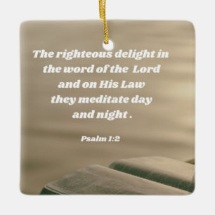 Ornement En Céramique Psaume 1:2 Verse de la Bible du matin