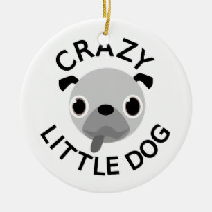 Ornement En Céramique Pug Chien Folle Petite