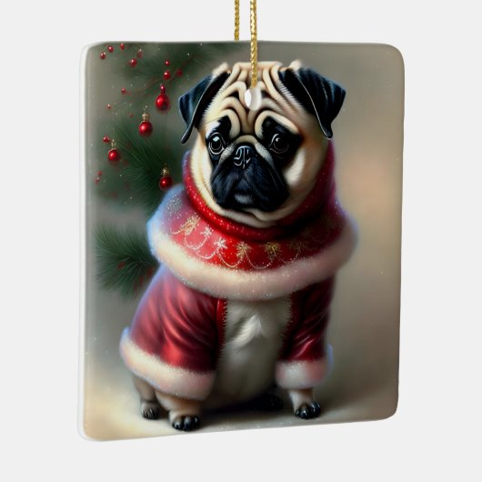 Ornement En Céramique Pug de Christmas (Droite)