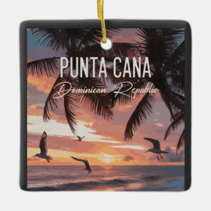 Ornement En Céramique Punta Cana DR Rétro Mouette Souvenir tropical