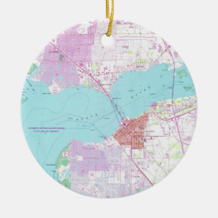 Ornement En Céramique Punta Gorda et port Charlotte la Floride Map