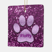 Ornement En Céramique Purple Chiot Paw Purple Faux Parties scintillant (Gauche)