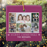 Ornement En Céramique Purple Christmas Family 6 Photo Collage<br><div class="desc">Famille de Noël violet moderne 6 Photo Collage Ornement. Joli design moderne de Noël avec 6 photos,  Joyeux voeux de Noël,  nom de famille et année. Ajoutez 6 photos préférées et customisez le texte. Bon souvenir de Noël ou cadeau pour votre famille et vos amis.</div>