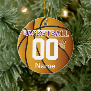 Ornement En Céramique Purple Personnaliser le numéro de basket-ball Orn