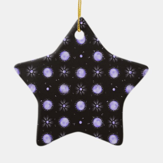 Ornement En Céramique Purple Polka Dot Ceramic Star Ornament (Devant)