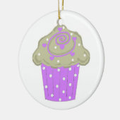 Ornement En Céramique Purple Polka Dot Cupcake (Gauche)