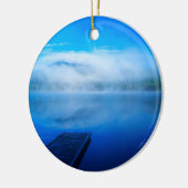 Ornement En Céramique Quai sur le lac de brouillard calme, Californie (Gauche)