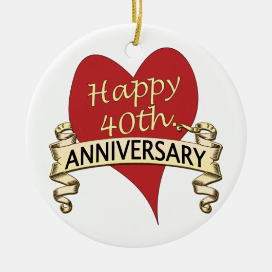 Ornement En Céramique quarantième. Anniversaire (Devant)