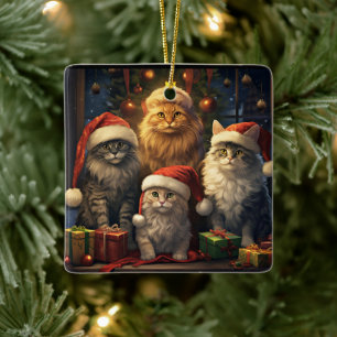 Ornement En Céramique Quatuor Kitty célébrant Noël