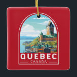 Ornement En Céramique Québec Canada Travel Art Vintage<br><div class="desc">Modèle de déplacement vectoriel rétro du Québec. Le Québec,  niché dans l'est du Canada,  offre un mélange unique de charme européen et d'esprit nord-américain.</div>