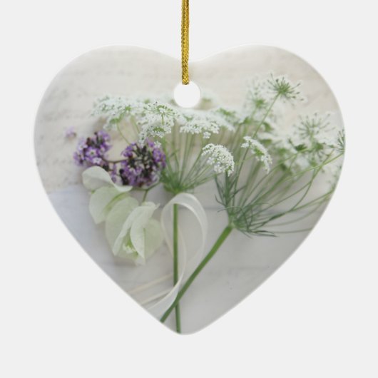 Ornement En Céramique Queen Anne's lace with script (Dos)