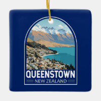 Queenstown New Zealand Travel Art Vintage