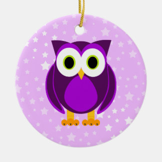 Ornement En Céramique Qui ? Mme Purple Owl Star Background