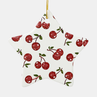 Ornement En Céramique RAB Rockabilly très cerise cerises sur blanc